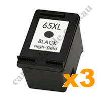 3 x Compatible HP 65XL High Yield Black Ink Cartridge N9K04AA