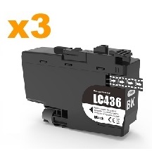 3 x Compatible Brother LC436 Black Ink Cartridge