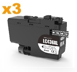 3 x Compatible Brother LC436XL High Yield Black Ink Cartridge