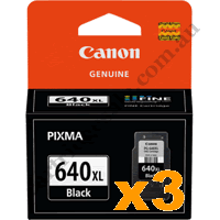 3 x Genuine Canon PG640XL High Yield Black Ink Cartridge