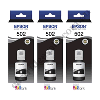 3 x Genuine Epson T502/T03K1 EcoTank Black Ink Bottle