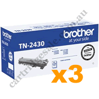 3 x Genuine Brother TN2430 Black Toner Cartridge