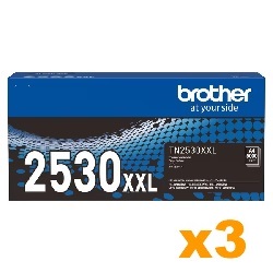 3 x Genuine Brother TN2530XXL Super High Yiled Black Toner Cartr