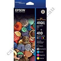 Genuine Epson 410XL BK + 410 PBK/C/M/Y Ink Cartridge Value Pack