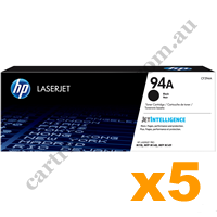 5 x Genuine HP CF294A 94A Black Toner Cartridge