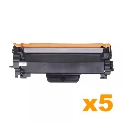 5 x Compatible  Brother TN2530XL High Yiled Black Toner Cartridg