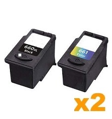 2 x Compatible Canon PG660XL CL661XL Combo Pack