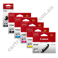 A Set Genuine Canon PGI670 CLI671 B/PB/C/M/Y/GY Ink Cartridges