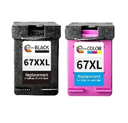 Compatible HP 67XXL BK +  Compatble 67XL C Ink Cartridge Value P