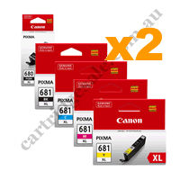 2 Sets Genuine Canon PGI680XLB CLI681XL B/C/M/Y High Yield Ink C