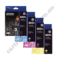 A Set Genuine Epson 802XL High Yield Ink Cartridges BK/C/M/Y