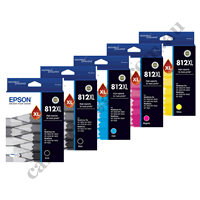 2 x Genuine Epson 812XL Black + 1 x 812XL C/M/Y Ink Cartridges