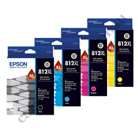 A Set Genuine Epson 812XL High Yield Ink Cartridges BK/C/M/Y