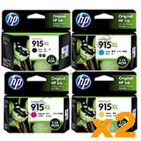 2 Sets Genuine HP 915XL B/C/M/Y Ink Cartridges