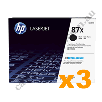 3 x Genuine HP CF287X 87X Black Toner Cartridge