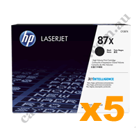 5 x Genuine HP CF287X 87X Black Toner Cartridge