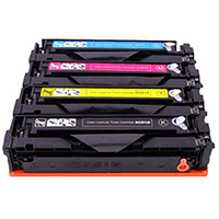 A Set of Compatible CF500X - 03X Toner Cartridges BCMY