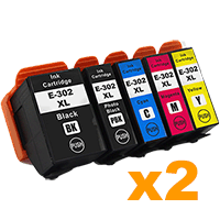 2 Sets Compatible Epson 302XL Ink Cartridges BK/PBK/C/M/Y