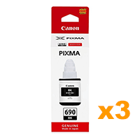 3 x Genuine Canon GI690BK Black Ink Bottles