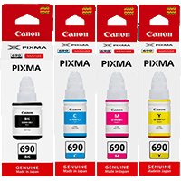 A Set Genuine Canon GI690BK,C,M,Y Ink Bottles