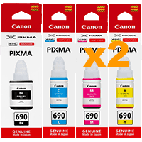 2 Sets Genuine Canon GI690BK,C,M,Y Ink Bottles