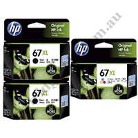 2 x Genuine HP 67XL High Yield Black + 1 x HP 67XL High Yield Co