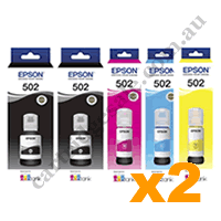 4 x Genuine Epson T502 B + 2 x T502 C/M/Y EcoTank Ink Bottles