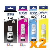 2 Sets Genuine Epson T502 B/C/M/Y EcoTank Ink Bottles