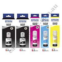 2 x Genuine Epson T502 B + 1 x T502 C/M/Y EcoTank Ink Bottles