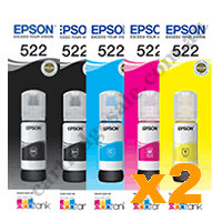 4 x Genuine Epson T522 B + 2 x T522 C/M/Y EcoTank Ink Bottles