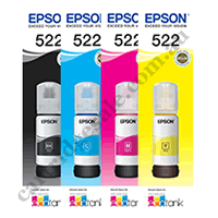 A Set Genuine Epson T522 B/C/M/Y EcoTank Ink Bottles