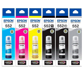 A Set Genuine Epson T552 Ink Bottle Set BK/PB/C/M/Y/GY