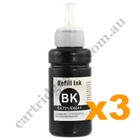 3 x Compatible Epson T502/T03K1 EcoTank Black Ink Bottle