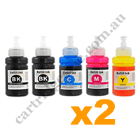 4 x Compatible Epson T664 B + 2 x T664 C/M/Y EcoTank Ink Bottles