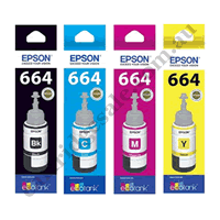 A Set Genuine Epson T664 B/C/M/Y EcoTank Ink Bottles