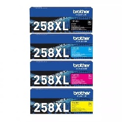 A Set Genuine Brother TN258XL High Yield Toner Cartridges B/C/M/